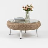 Outdoor Wicker 5-Seater Sofa Set With Glass Top Tables