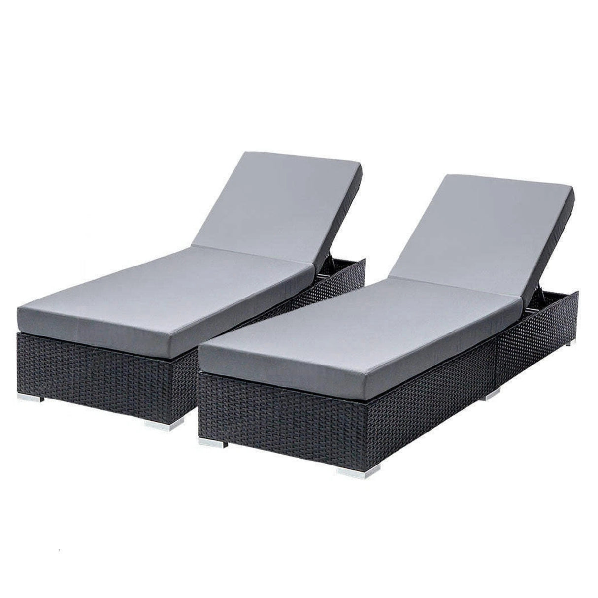 Outdoor 2-Piece Chaise Lounge Chair with Adjustable Settings and Cushions