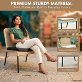 Outdoor Wicker 3-Piece Patio Furniture Set with Wooden Top Table