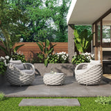 Bird’s Nest Shape 3-Piece Hand-Woven Rope Patio Set