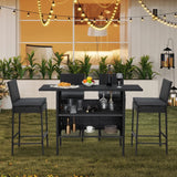 5-Piece Outdoor Rattan Wicker Bar Set with Wicker Top Table