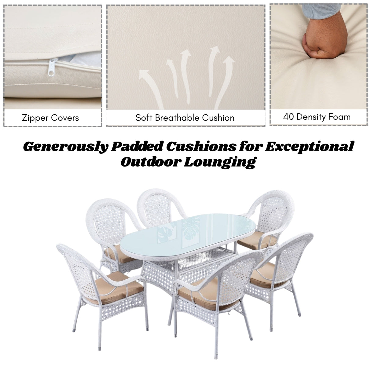 Outdoor All-Weather Resistant Rattan Wicker 7-Piece Dining Set