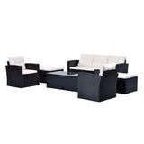 6 Piece Outdoor Conversation Set All Weather Wicker Sectional Sofa