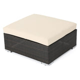 7-Piece Rattan Sectional Sofa Set (Dark Brown/Cream)