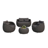 4 Piece Outdoor Rope Sofa Set (Black)