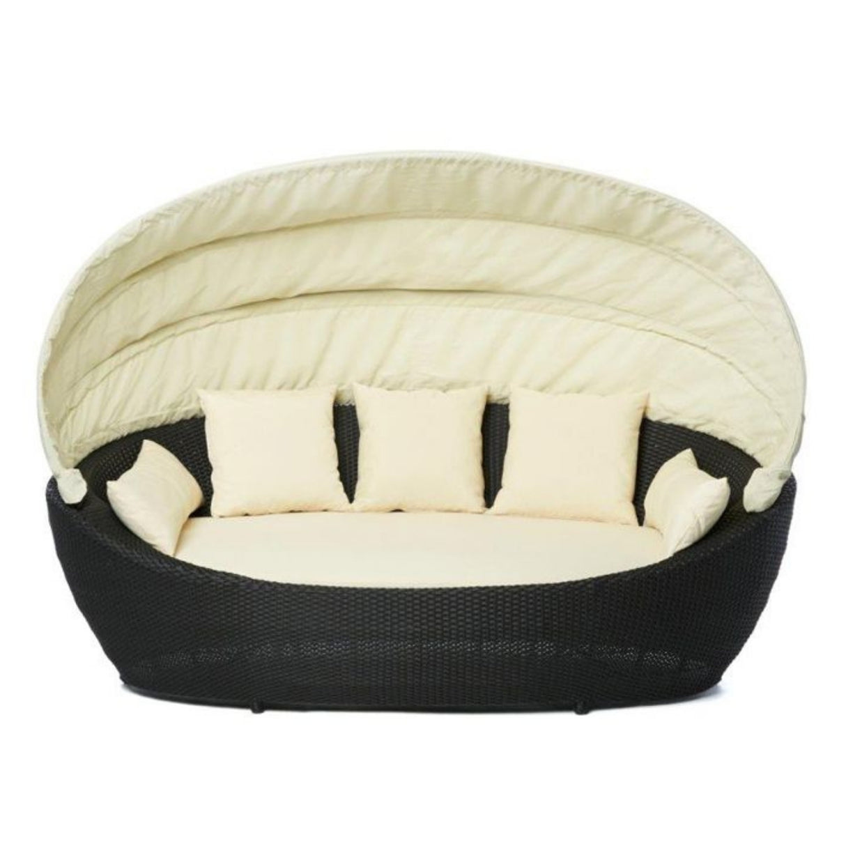 Outdoor All-Weather Wicker Patio Daybed with Retractable Canopy
