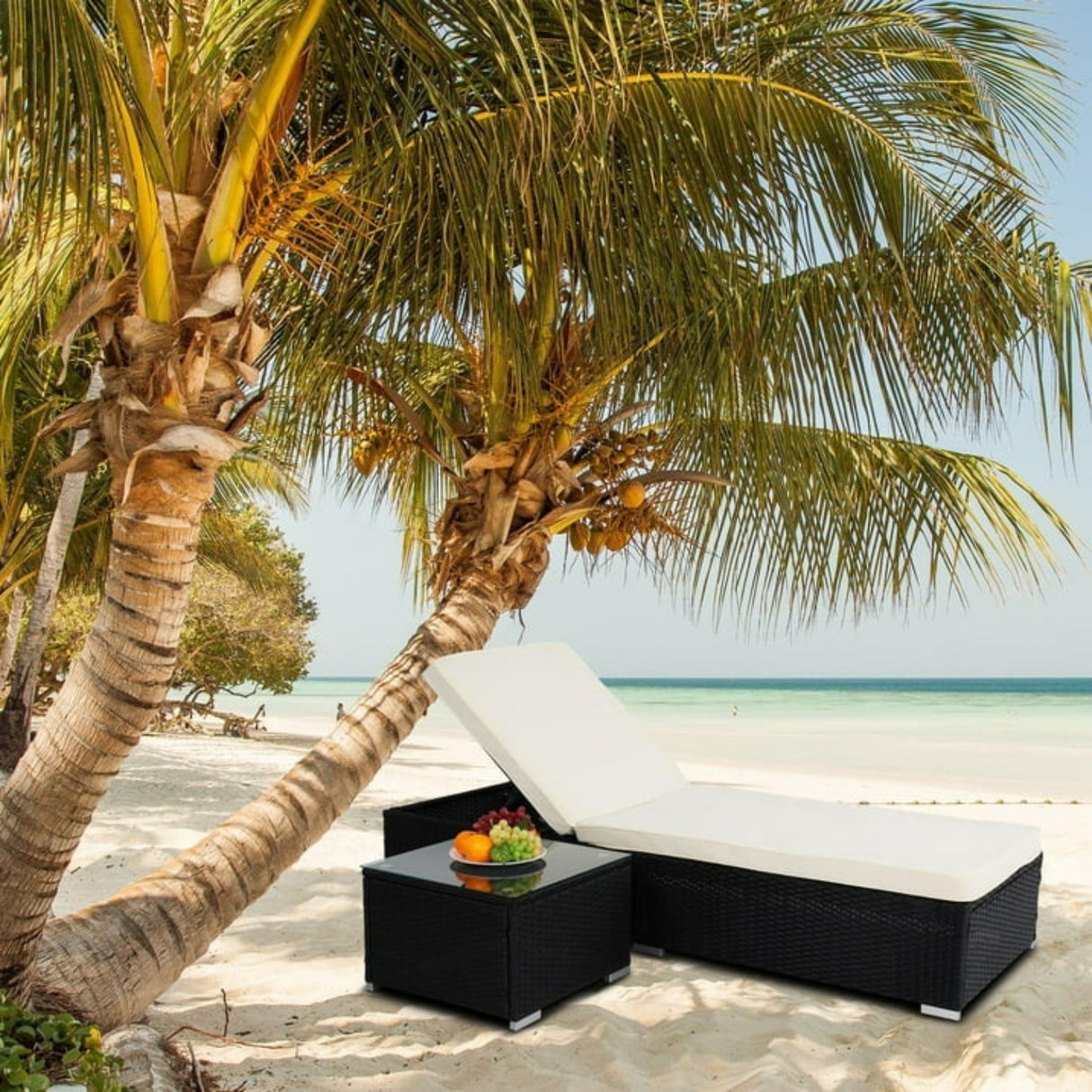Outdoor Wicker Lounge Chair With Side Table