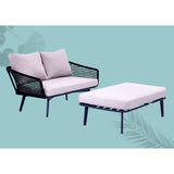 2-Piece Outdoor Rope Loveseat Sofa With Ottoman