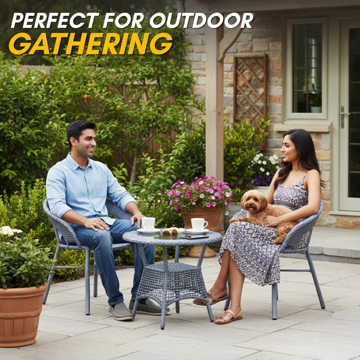 3-Piece Outdoor Rattan Wicker Patio Bistro Set