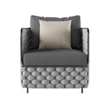 4 Piece Outdoor Rope Sofa Set with Glass Top Coffee Table (Light Grey & Dark Grey)