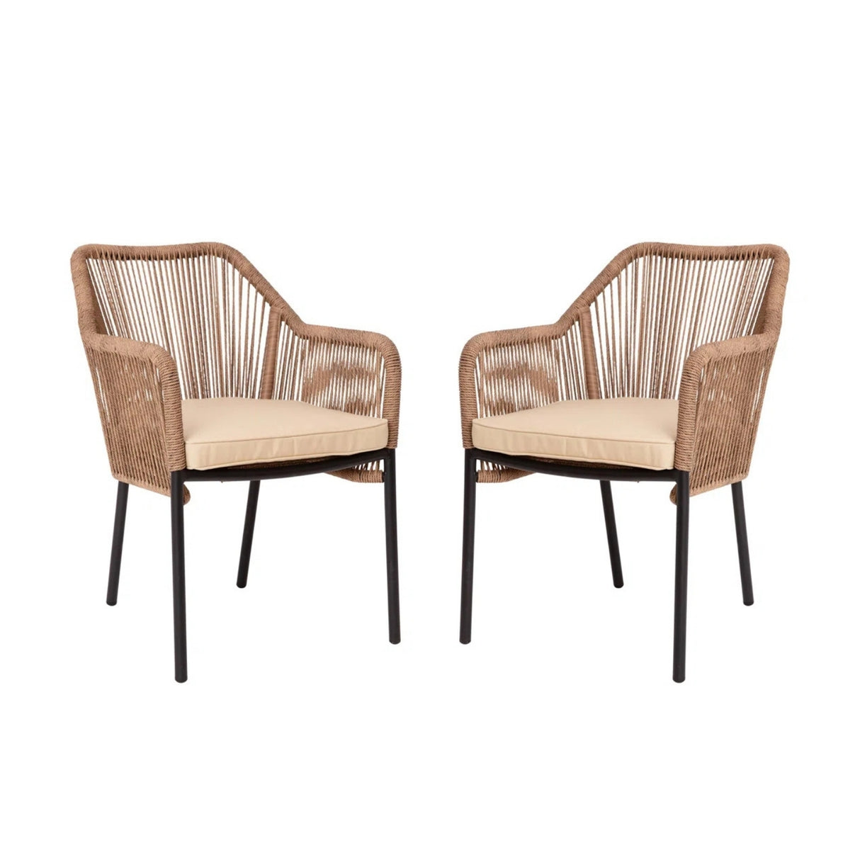 2-Piece Outdoor Rope Patio Dining Chairs