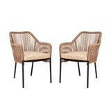 2-Piece Outdoor Rope Patio Dining Chairs