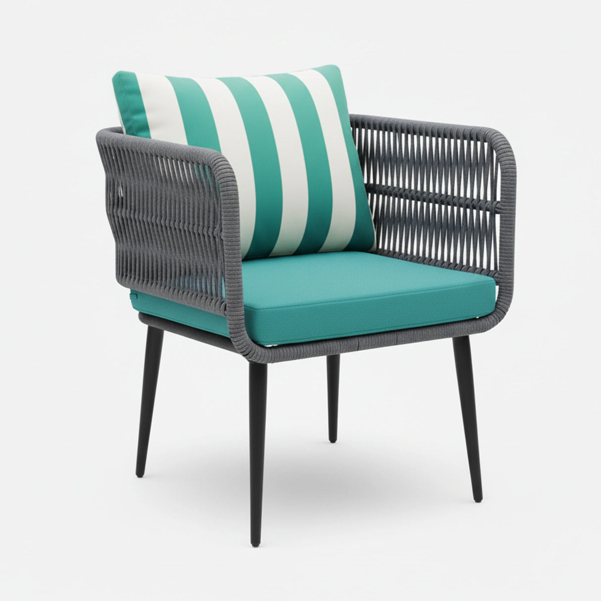 Outdoor 4-Seater Rope Conversation Set(Grey & Sky-blue)