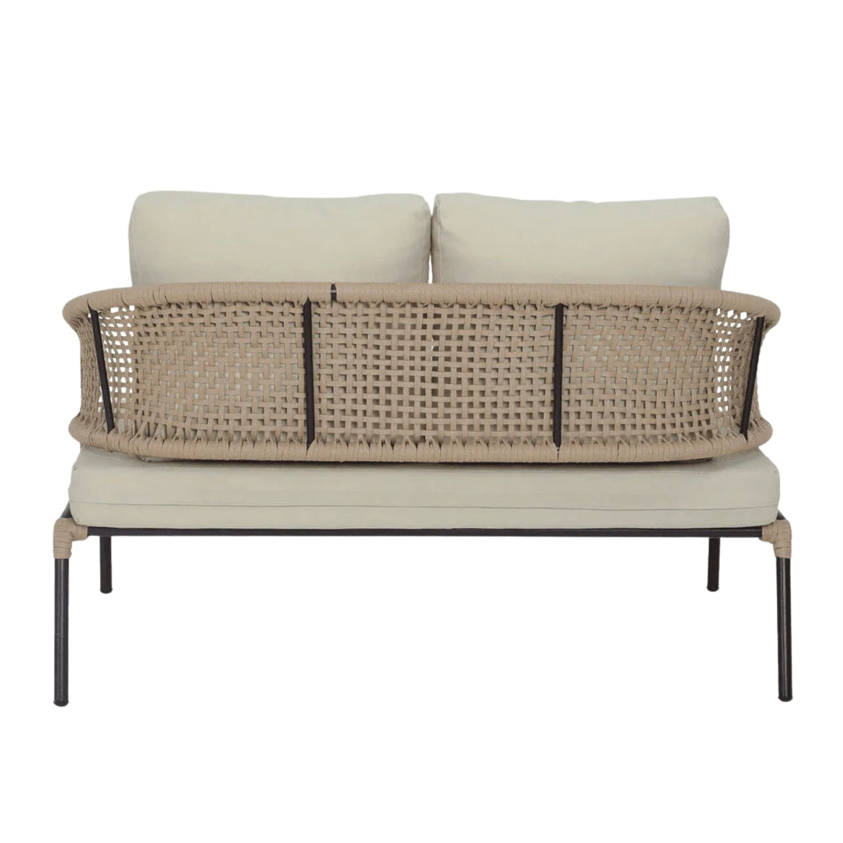All-Weather Patio Rope Sofa Set with Glass Top Coffee Table