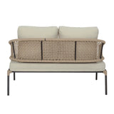 All-Weather Patio Rope Sofa Set with Glass Top Coffee Table