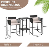 Outdoor Rattan Wicker Bar Set With 2-Tier Table