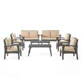 Dark Brown 8 Seater Outdoor Wicker Conversation Set