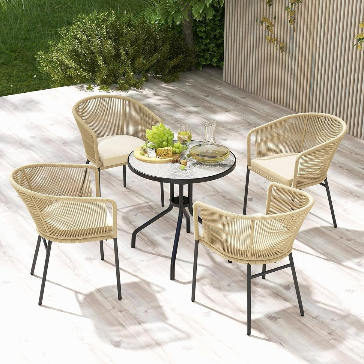4-Piece Outdoor Rope Patio Dining Chairs