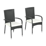 2-Piece Outdoor Rattan Wicker Patio Dining Chairs