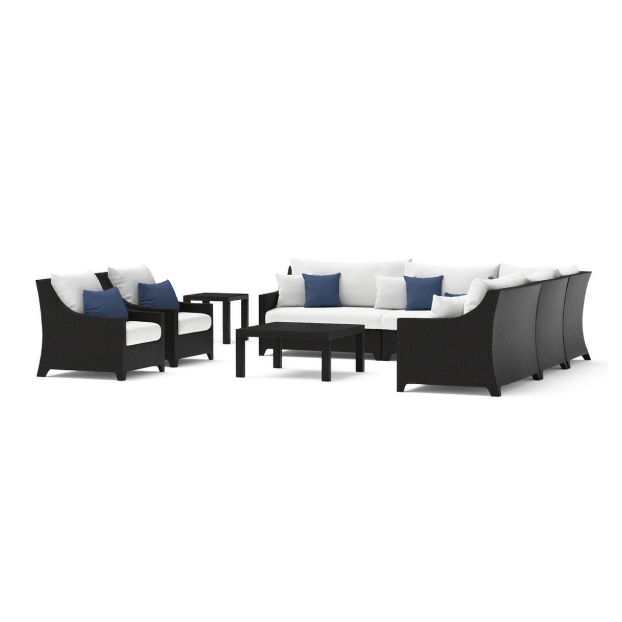 All Weather Outdoor Wicker Garden L-Shape Sectional Conversation Set