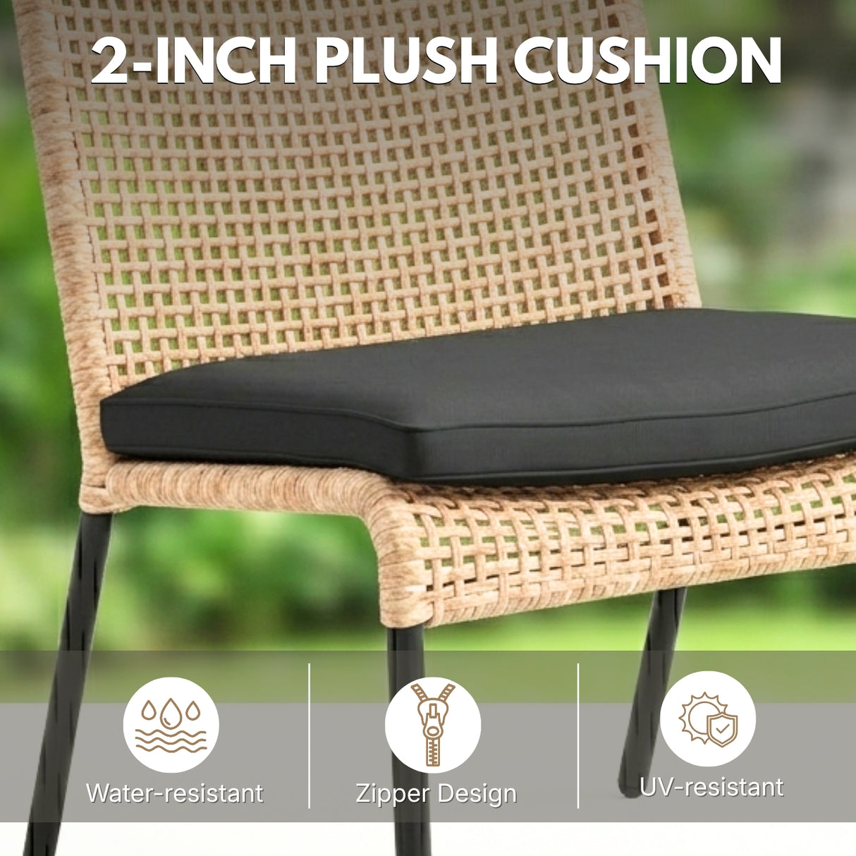 Outdoor Wicker 3-Piece Patio Furniture Set with Wooden Top Table