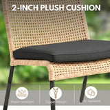 Outdoor Wicker 3-Piece Patio Furniture Set with Wooden Top Table