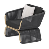 Outdoor Braided Rope Sofa Set With 2-Tier Glass Top Table
