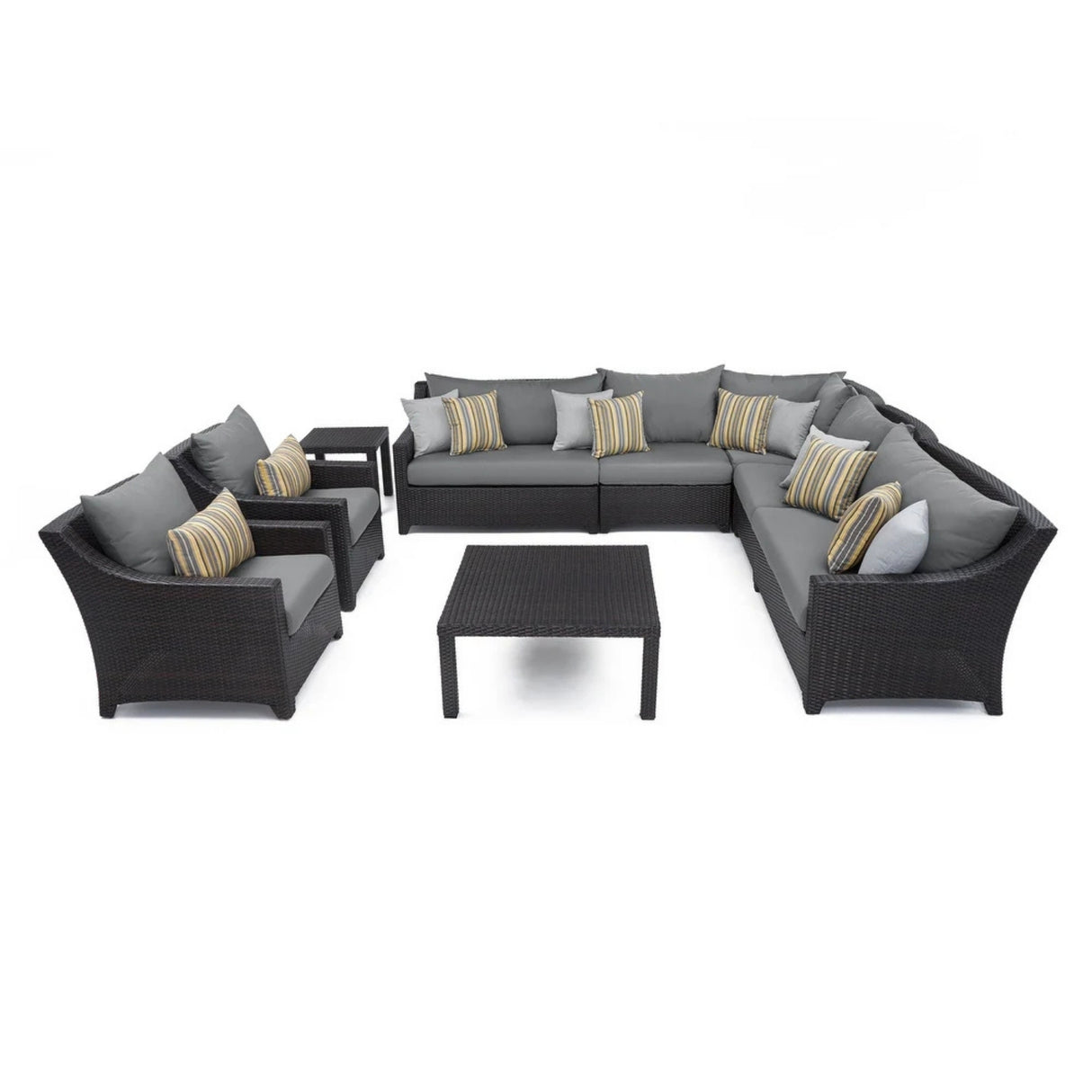 All Weather Outdoor Wicker Garden L-Shape Sectional Conversation Set