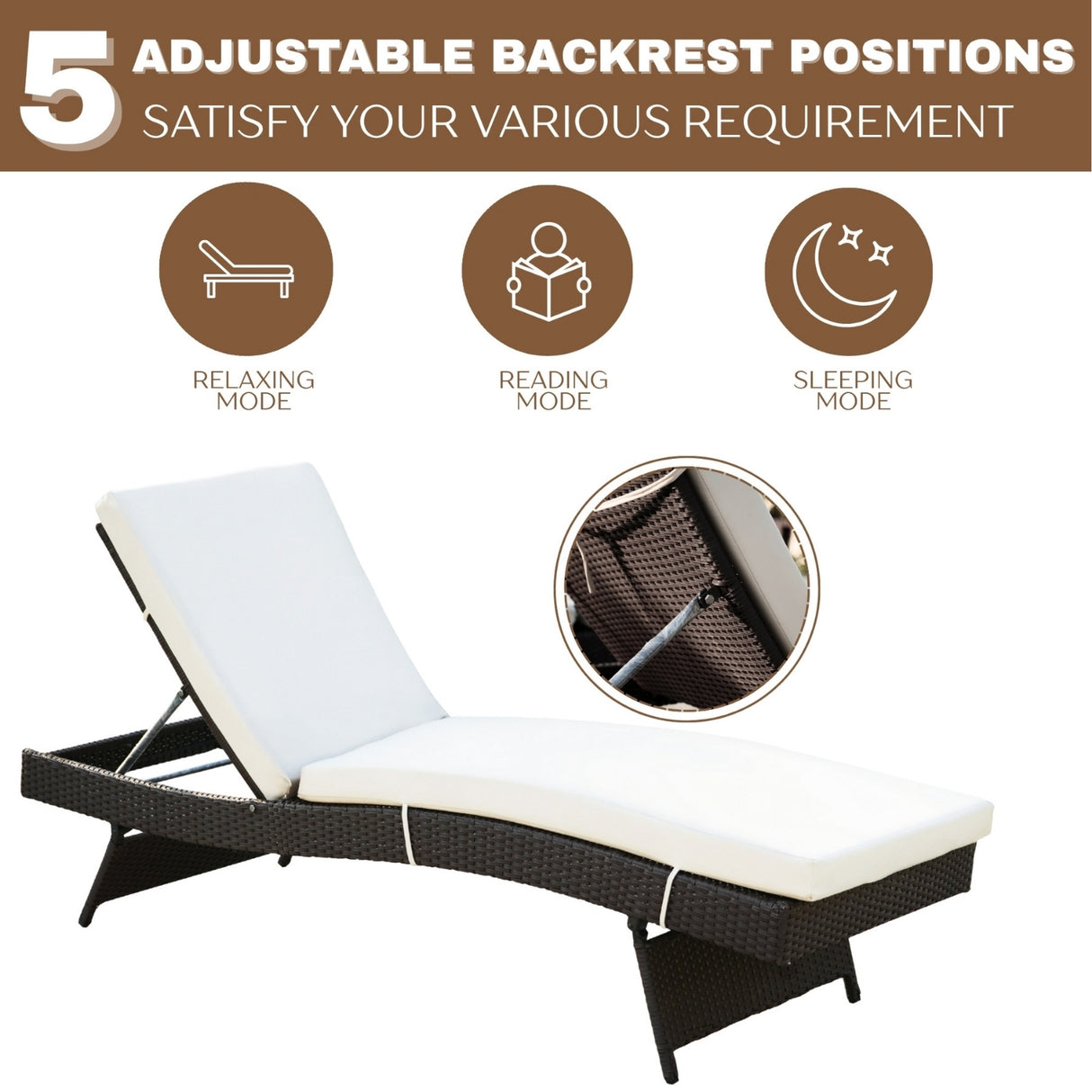 Outdoor All-Weather Wicker Lounger with Cushions