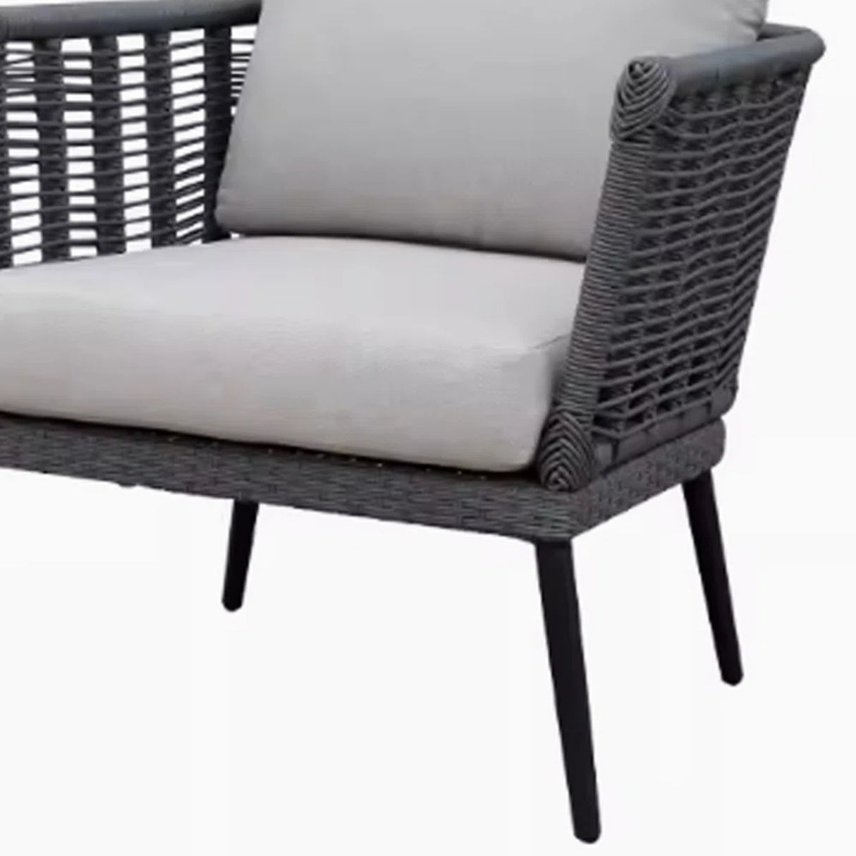 Outdoor Grey Rope 7-Seater Sofa Set With Glass Top Table