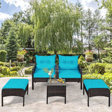 Outdoor Wicker 5-Piece Patio Sofa Set