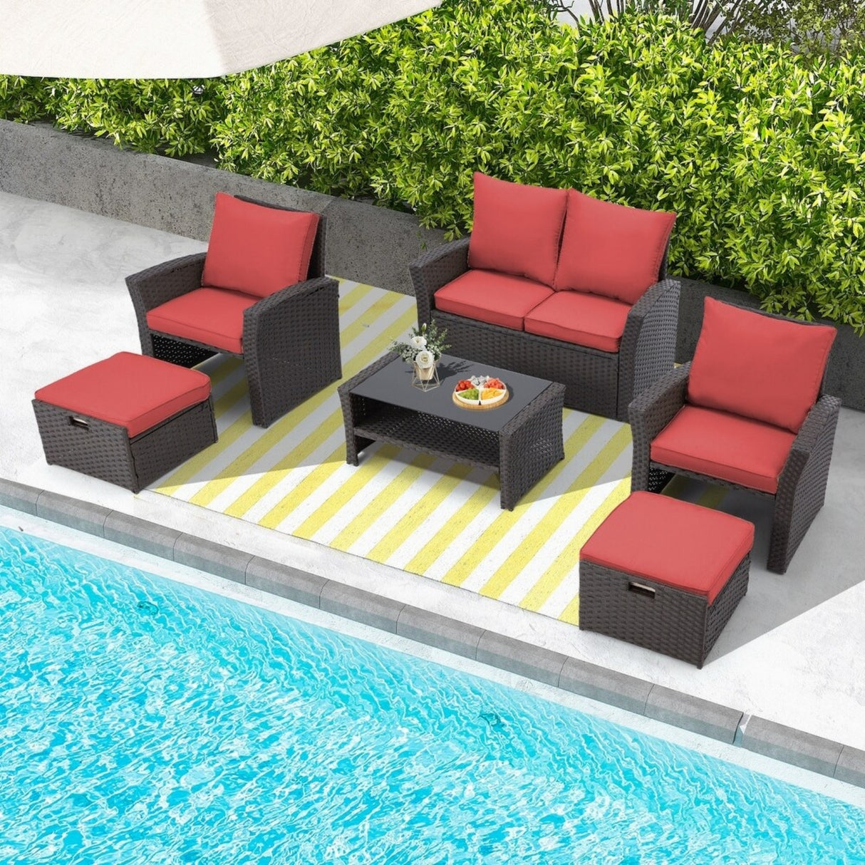 Outdoor All-Weather Wicker 6-Piece Sofa Set