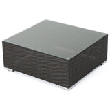7-Piece Rattan Sectional Sofa Set (Dark Brown/Cream)