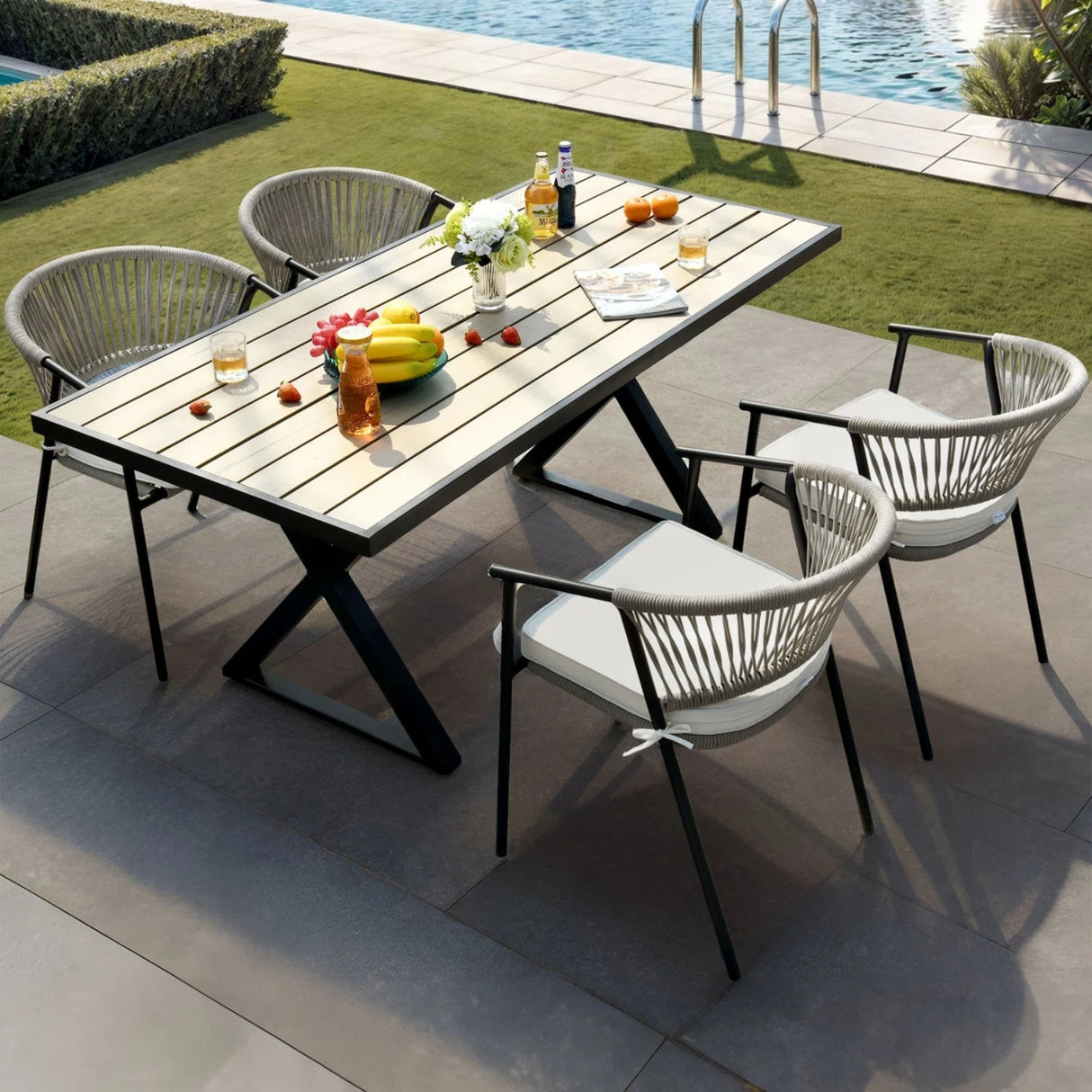 4-Piece Outdoor Rope Patio Dining Chairs