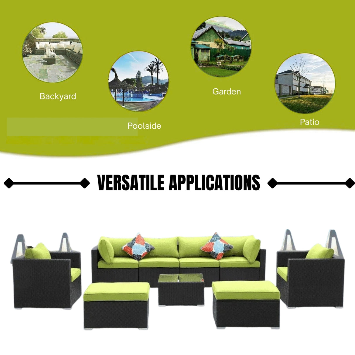6-Piece Outdoor Conversation Set (Black/Green)