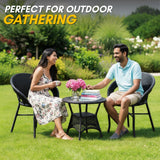 3-Piece Outdoor Rattan Wicker Patio Bistro Set