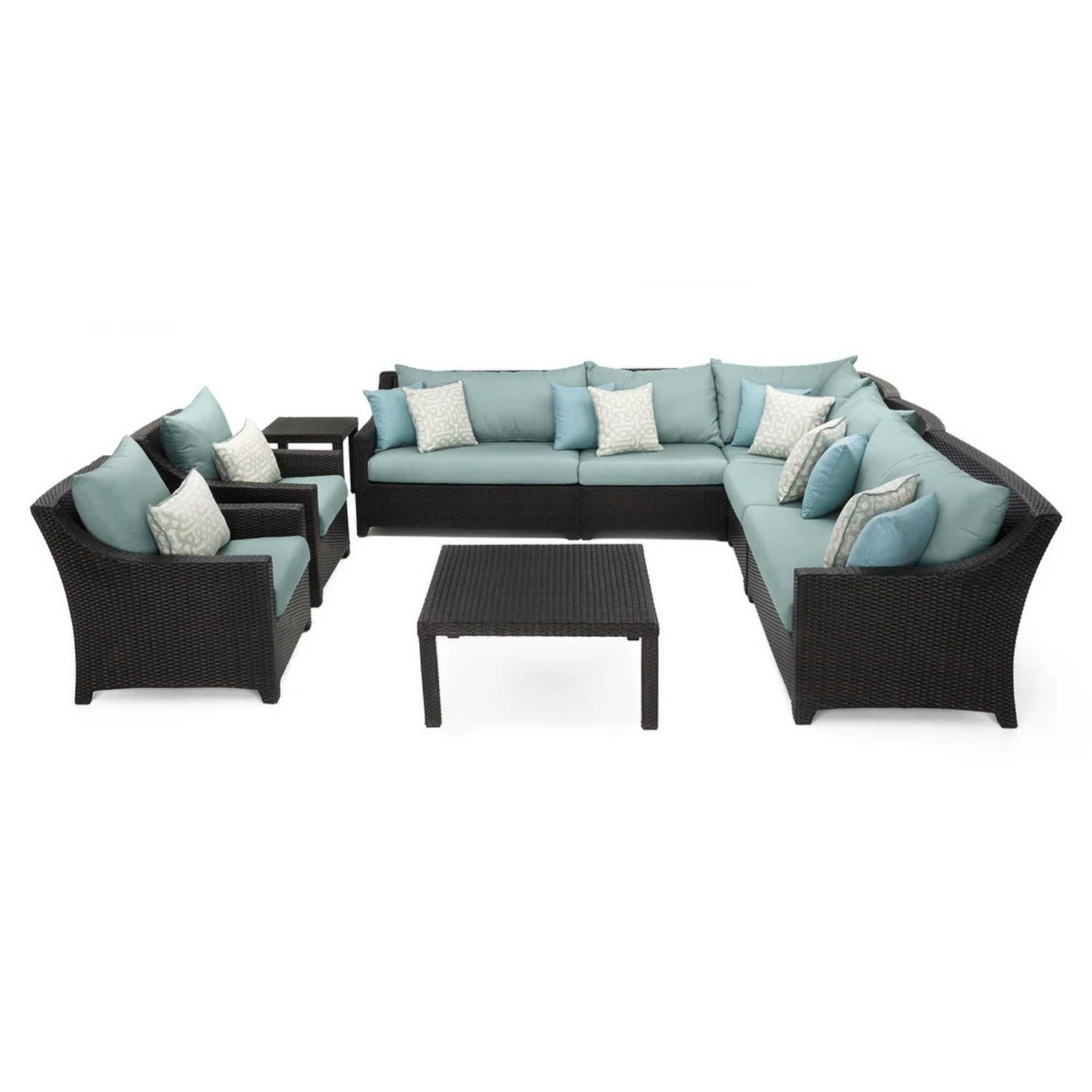 All Weather Outdoor Wicker Garden L-Shape Sectional Conversation Set