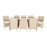 9-Piece Outdoor Rattan Wicker Dinning Table Set
