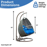 Double Seater Hanging Swing Chair (Dark Brown/Royal Blue)