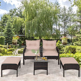 Outdoor Wicker 5-Piece Patio Sofa Set