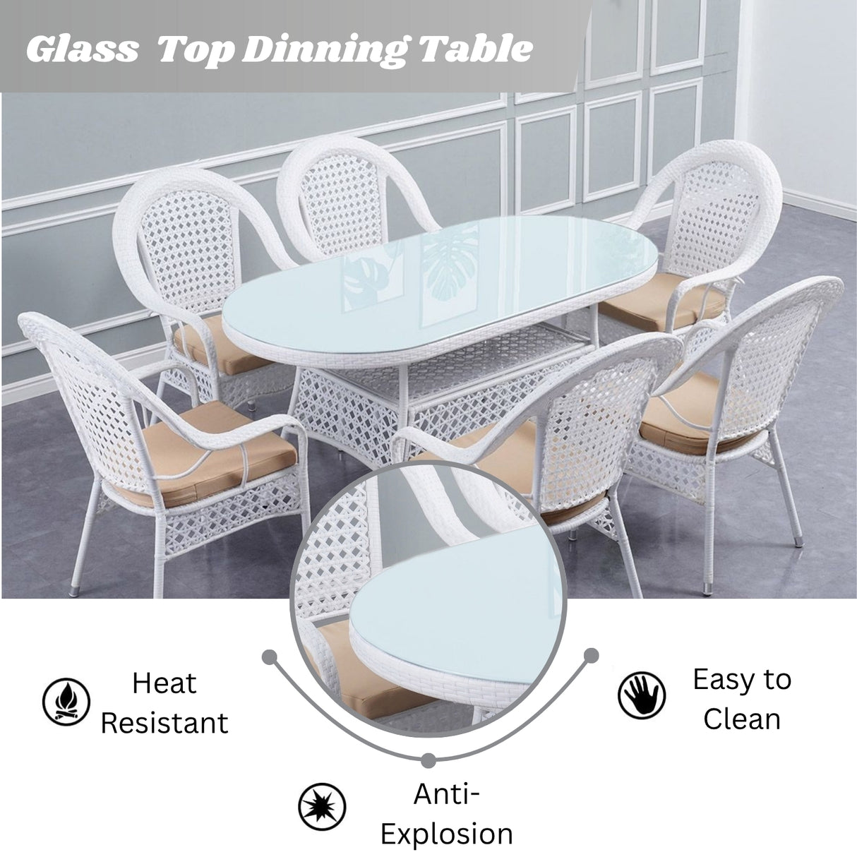 Outdoor All-Weather Resistant Rattan Wicker 7-Piece Dining Set