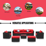 6-Piece Outdoor Conversation Set (Black/Red)