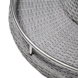 7-Piece Outdoor Rattan Wicker Bar Set with Round Glass Top Table