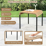 Outdoor Wicker 3-Piece Patio Furniture Set with Wooden Top Table