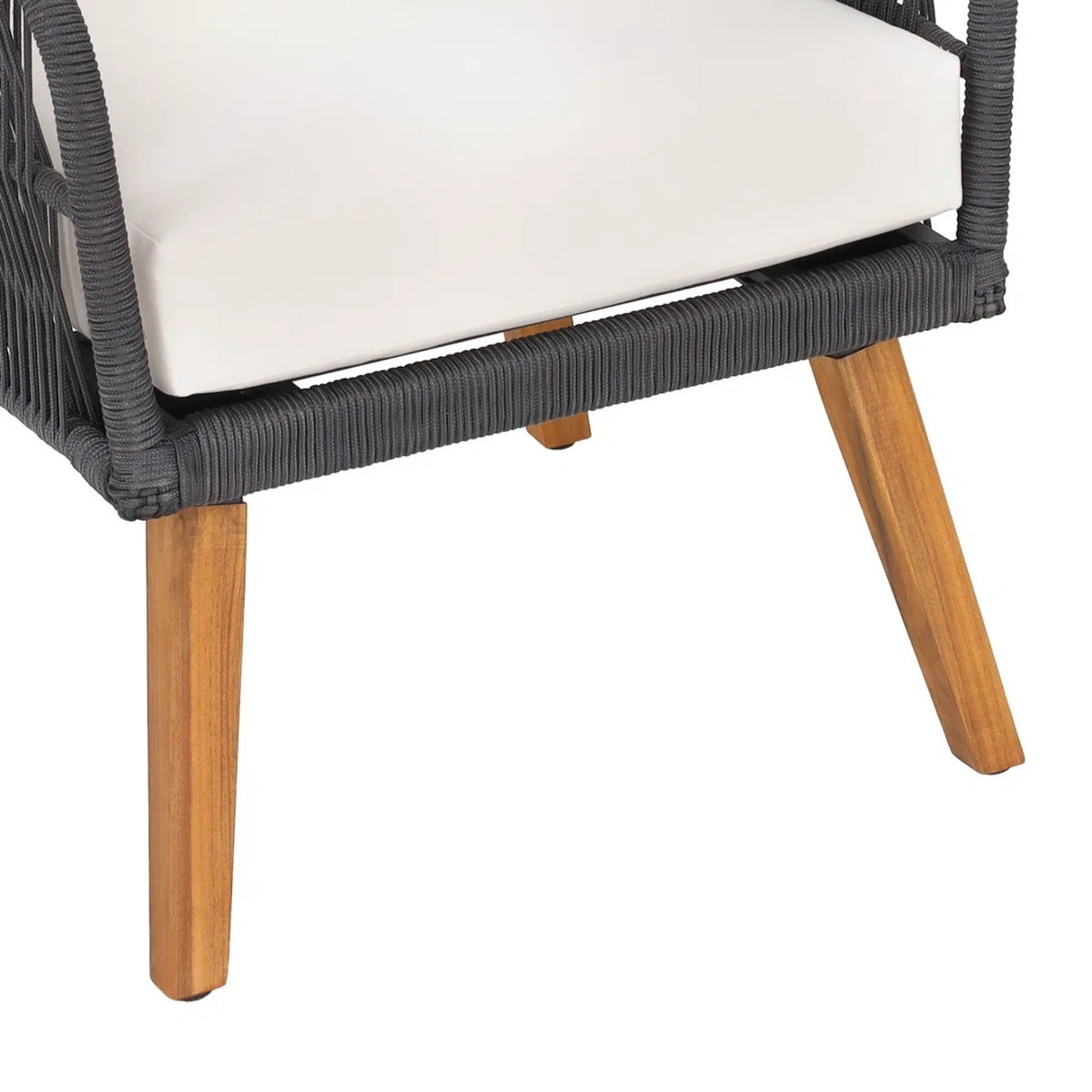 4-Piece Outdoor Rope Patio Furniture Set with Wood-Top Table