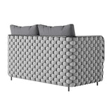 4 Piece Outdoor Rope Sofa Set with Glass Top Coffee Table (Light Grey & Dark Grey)