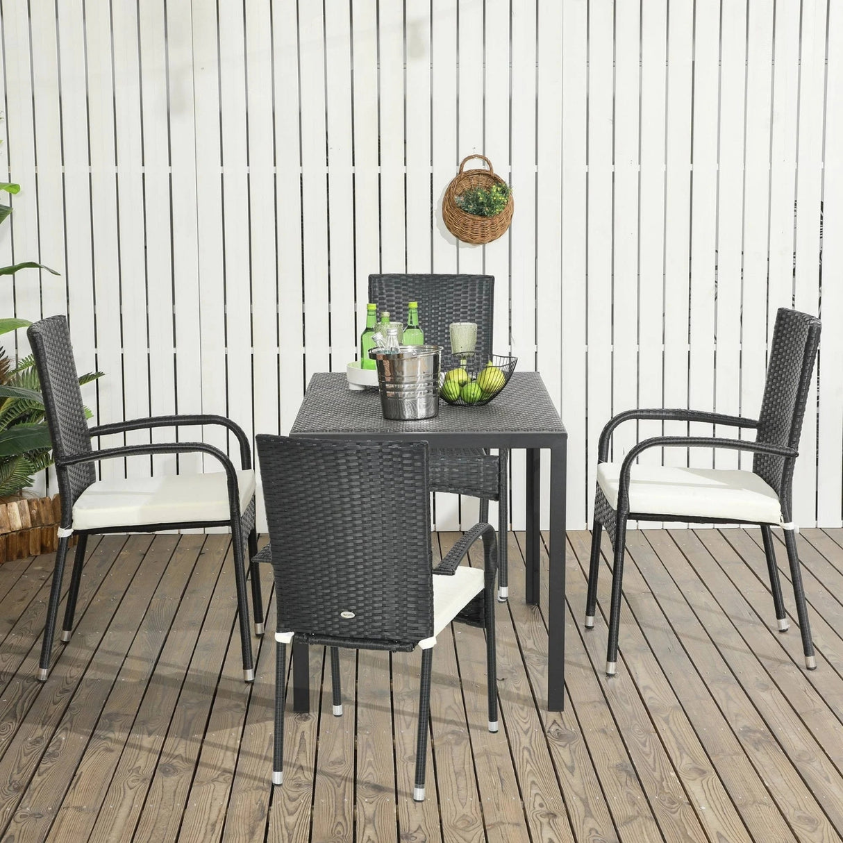4-Piece Outdoor Rattan Wicker Patio Dining Chairs