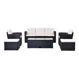 6 Piece Outdoor Conversation Set All Weather Wicker Sectional Sofa