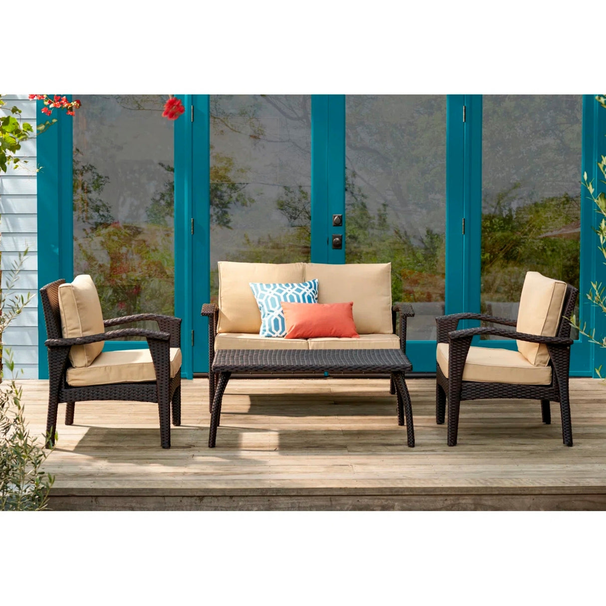 4 Pieces Patio Furniture Set, Outdoor Sectional Sofa