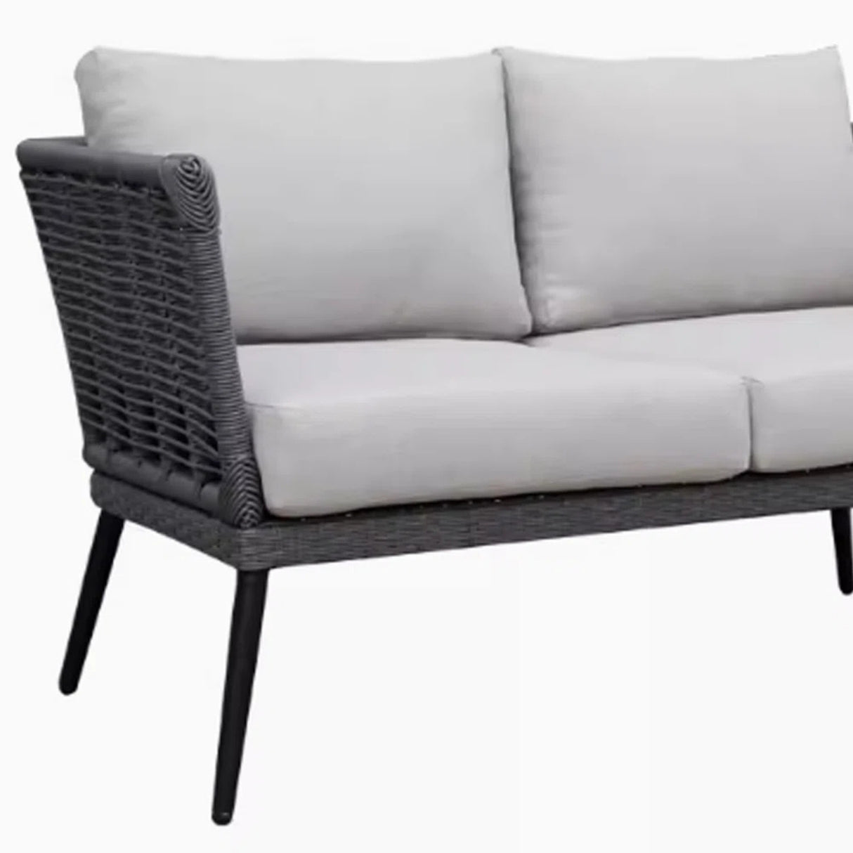 Outdoor Grey Rope 7-Seater Sofa Set With Glass Top Table